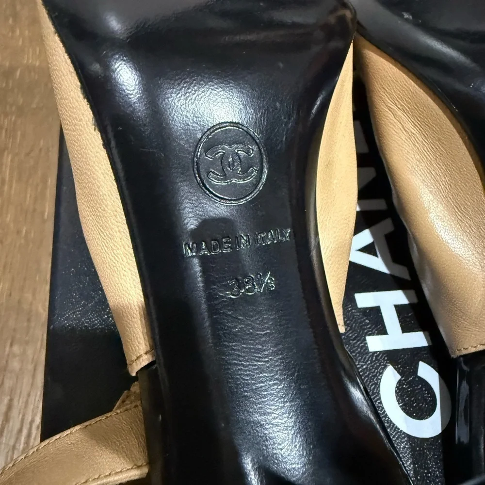 CHANEL Beige and Black Heels